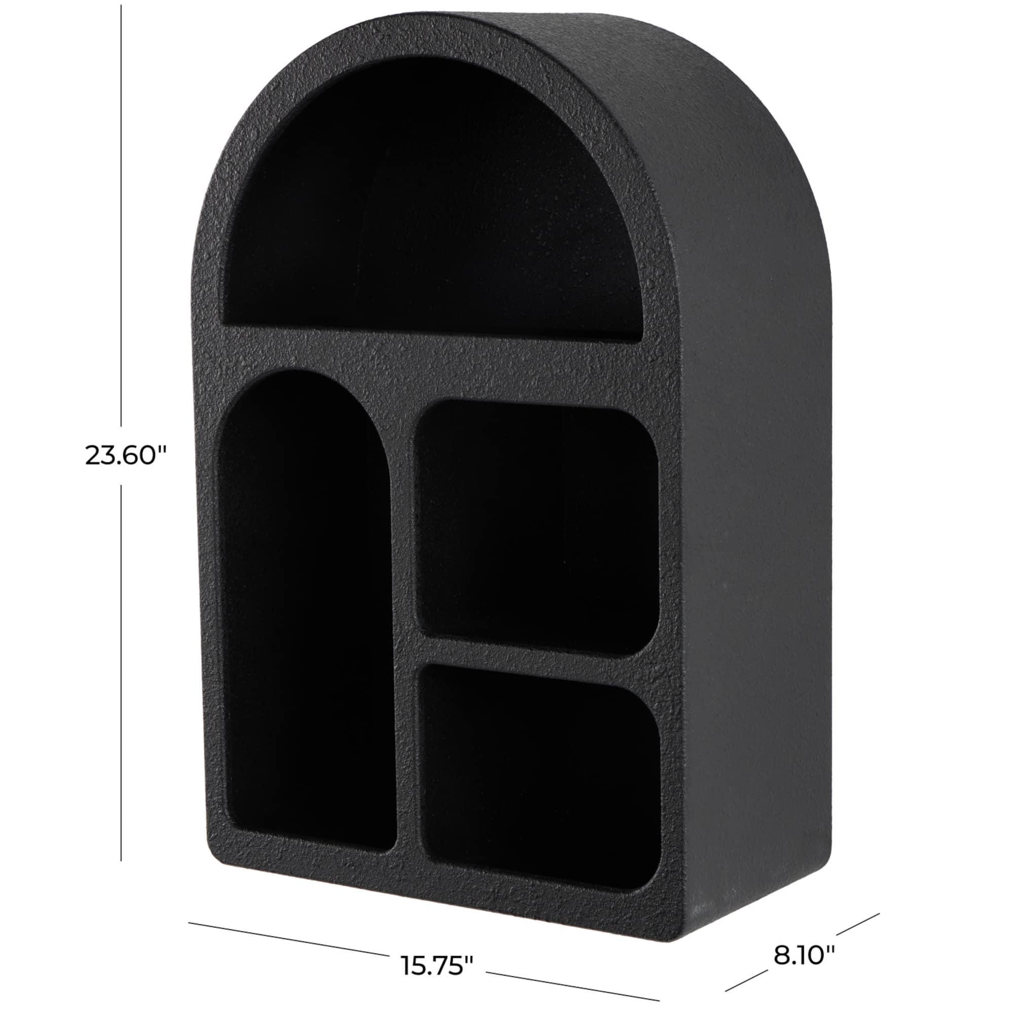 16" x 24" Black Wood Geometric 4 Wall Shelf